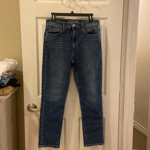 Joe’s Jeans•high rise straight ankle•29•medium blue wash•ruff hem•EUC
